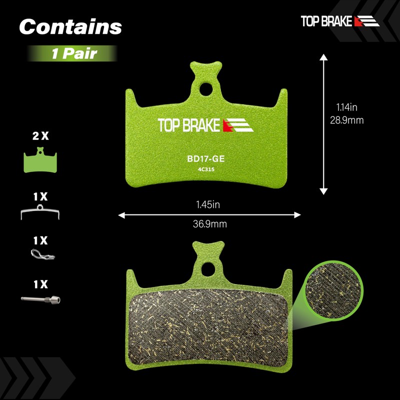 TOP BRAKE Scheibenbremsbeläge kompatibel mit Hope Tech E4, M4, RX4+,