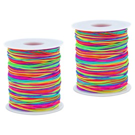 Thatyro 2 Rolls Colorful Bracelet String Kit, 1 mm x 330 Ft Nylon Stretchy Beading Thread Rope, Elastic Cord for Beads Making Jewelry Necklace Crafts Friendship DIY (330Feet,100m)