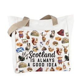 WCGXKO Tote Bag Scotland Gift - Large (42 cm x 32 cm) Beige Canvas Waterproof Tote for Adult Women