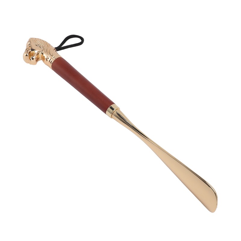 Lion Head Alloy Shoehorn Ergonomic Curves Metal Long Shoehorn with