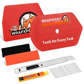 WRAPXPERT Vinyl Wraps Tools Tint 6 Pcs Car Window Tint Application Tool Kits Includes Carving Knife,Special Design Scraper with Extra Felt for Car Wrapping