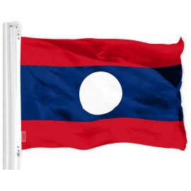 G128 Laos Laotian Flag  3x5 Ft  Printed 150D Polyester  Indoor/Outdoor, Vibrant