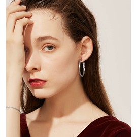 Prosteel Set of 3 pairs of stainless steel earrings for women, Creole / Huggie earrings, hoop / folding Creole earrings, 30 mm - 70 mm, gold/black/silver, Stainless Steel