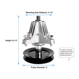 Replacement 918-06980 Spindle Fits for Cub Cad et 50" Deck Mower - Spindle Assembly Compatible with Troy Bilt Super Bronco 50 Mustang 50 ZTR, Cad RZT LX 50 Mower, with Grease Fitting，Replace 618-06980