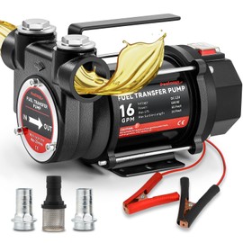 Poafamx 12V DC Fuel Transfer Pump, 16 GMP 600W Self Priming Diesel Transfer Pump, Portable Electric Oil Extractor Pump with High Flow Rate Auto Motor for Diesel Oil