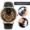 FORSINING Waterproof Automatic Mechanical Watch Men PU Strap WristwatchBlack Gold