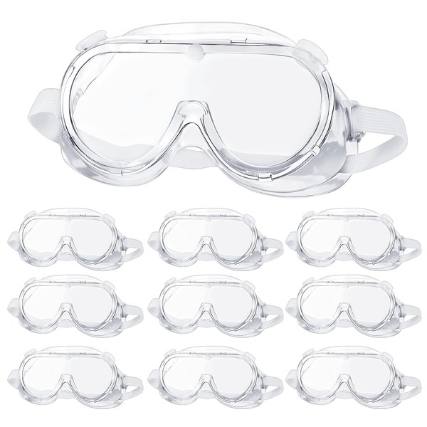 10pcs Safety Goggles Anti-Fog Protective Lab Goggles Over Glass Safety