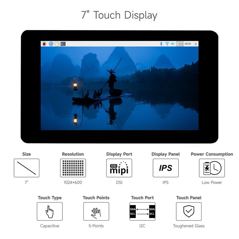 Waveshare 7 Inch Screen Capacitive Touch IPS Display Compatible with