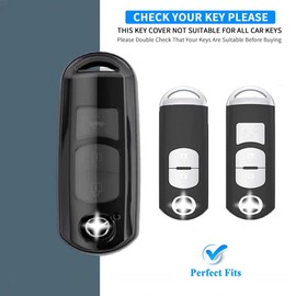 Vnephoo For Mazda Key fob Cover, 2PCS TPU Transparent Black Key fob Case for Mazda 3 6 8 Miata MX-5 CX-3 CX-5 CX-7 CX-9 with Keychain Protective Case