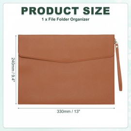 PATIKIL PU Leather A4 File Folder, Document Holder Filing Organizer Portfolio Envelope Folder Case with Snap Closure for Letter Receipt Style 3, Brown