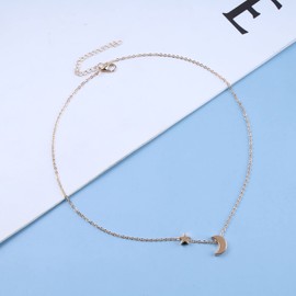 Cimenexe Bohemian Star Moon Choker Necklace Moon Pendant Necklace Gold Star Necklace Vintage Crescent Moon Necklace Jewellery for Women and Girls