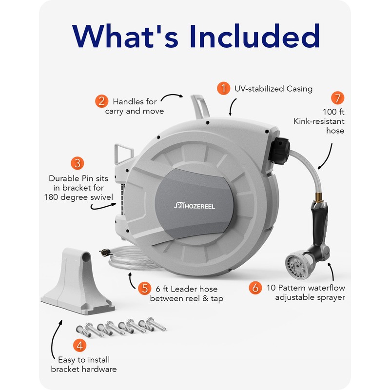 100 FT x 1/2" Retractable Garden Hose Reel by HOZEREEL,