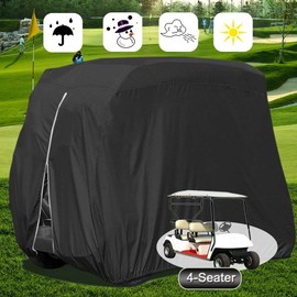 4 Passenger Outdoor Golf Cart Cover Waterproof Sunproof Golf Cart Cover with Extra PVC Coating for EZ GO Club Car Yamaha Golf Carts 108 inches L x 48 inches W x 66 inches H, Black