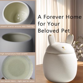 Miss-u-Alr White Porcelain Bunny Pet Urn – Ceramic Rabbit Cremation Urn for Ashes, Small Memorial Sized 2.9''x4.1'', Strong Sealing Well Design, Decorative Display Urn for Doggo, Kitty or Fur Baby