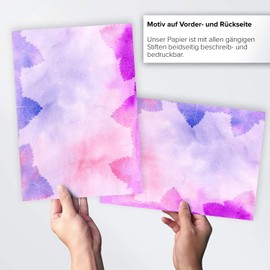 25 Sheets Letter Paper (A4) | Purple Leaves Pink Purple | Writing Paper | Elegant Design Paper | Printed on Both Sides | Craft Paper | 90 g/m²