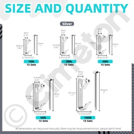 Cimeton 75Pcs 5 Sizes Picture Hangers Picture Hanging Kit Picture Hanging Hooks Frame Hooks Picture Hooks Picture Frame Hangers Picture Hooks with Nails for Wall Mounting (Silver)