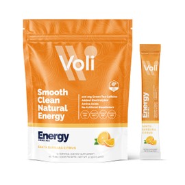 Voli Energy Drink Mix Packets | Natural Pre-Workout Powder with Green Tea Caffeine & B Vitamins, Amino Acids & Electrolytes for Sustained Focus, Hydration & Clean Energy | No Added Sugar, 15-Count