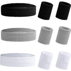 9PCS Bandas para El Cabello Deportivas con Protección de muñeca, Cabeza de Elástica, Banda para El Sudor, Cinta Deportiva para la Cabeza Hombres y Mujeres, para Correr Yoga Ciclismo Cardio