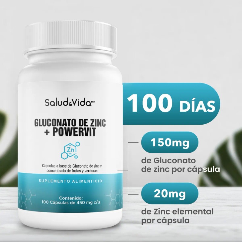Gluconato de Zinc 20 mg de Zinc Elemental - Uno