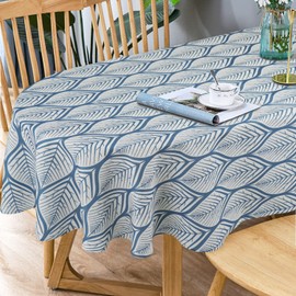 Oval Tablecloth Blue Modern Geometric Oval Tablecloth, Blue Oval Tablecloth, Print Tablecloth, Fabric Indoor/Outdoor Waterproof Wrinkle Free Durable Blue Tablecloth for Oval Tables 54 X 72 in