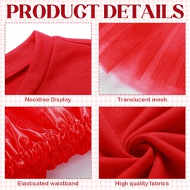 Ficlwigkis Group Costume Fancy Dress Costumes Women's with T-Shirt M Tulle Skirt Gloves and Socks Pack of 4 Carnival Group Costume Adult Carnival Costume (Red, XL)