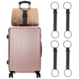 Pack of 4 Lightweight Luggage Ties - Adjustable Elastic Suitcase Straps, Easy Travel Accessory Ties for Secure and Correct Attachment of Bags (Black)