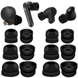 JNSA Double Flange Earbuds Tips Anti Slip Noise Isolation Ear Tips Compatible with Sony WF-1000XM5/XM4, JBLvibe 200TWS, Soundcore TWS Earbuds, fit in The TWS Earbuds Case, S/M/L 6 Pairs,Black