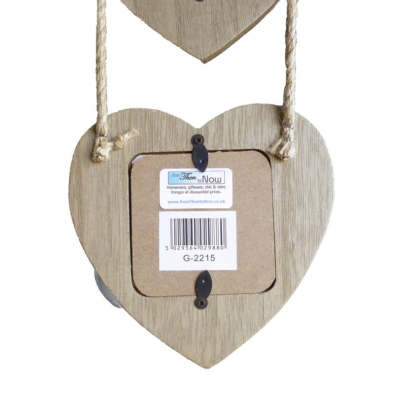 Chic & Shabby Triple Wooden Hanging Heart Photo Frame