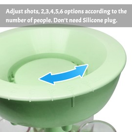 DHDH Sunny Shot Glasses Dispenser Holder, Adjustable Liquid Dispenser, Shot Pourer with 6 Colorful Acrylic Cups, Suitable for Cocktail, Wine and Cider Parties, Green