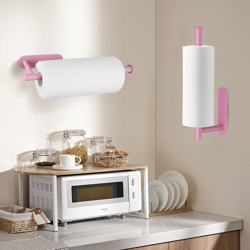 Pink Paper Towel Holder Under Cabinet No Drilling, Self Adhesive