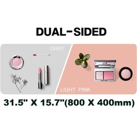 Makeup Mat for Vanity Top Protector,Craft Mats to Protect Table,Nail Art Table Mat,Dresser Protector Top Vanity Essentials,Vanity Desk Cover Pads,Dresser Cover Top Mats(Pink+Gray,31.5" x 15.7")