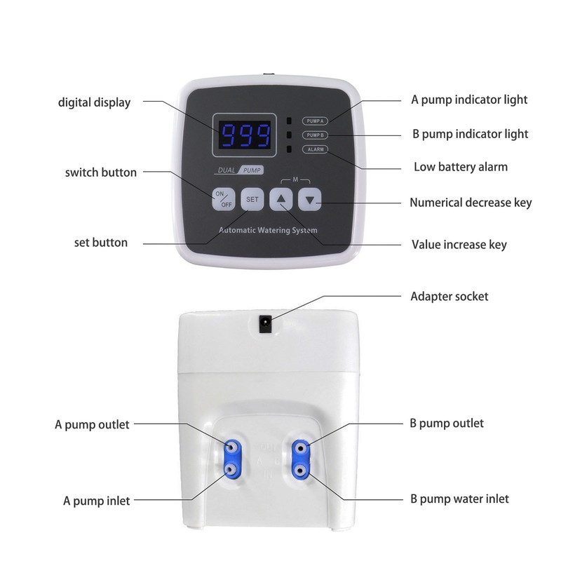 Smart Irrigation Timer Double Pump Automatic Watering Controller Garden Water