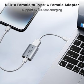 AIYEEN USB Female to USB-C Female Adapter (2 Pack), USB 3.1 Female to Type C Female Coupler for Connecting USB & USB-C Male Ends Devices, Extension Connector, USB3.1 Expansion Adapter