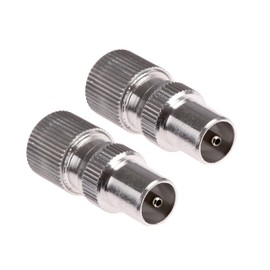 2 x Male Coax/ Coaxil TV Aerial Connector Plug for RF Cable/ Freeview - Metal
