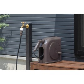 Garden IRIS OHYAMA Slim Hose Reel 65ft | Compact, Anti-Twist Design w/ 6 Spray Patterns