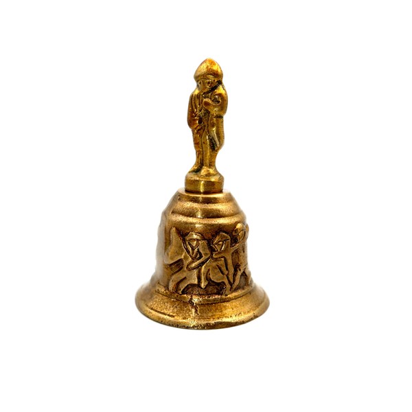 LivuX Antique Burnished Brass Table Bell, Height 12 cm, Diameter