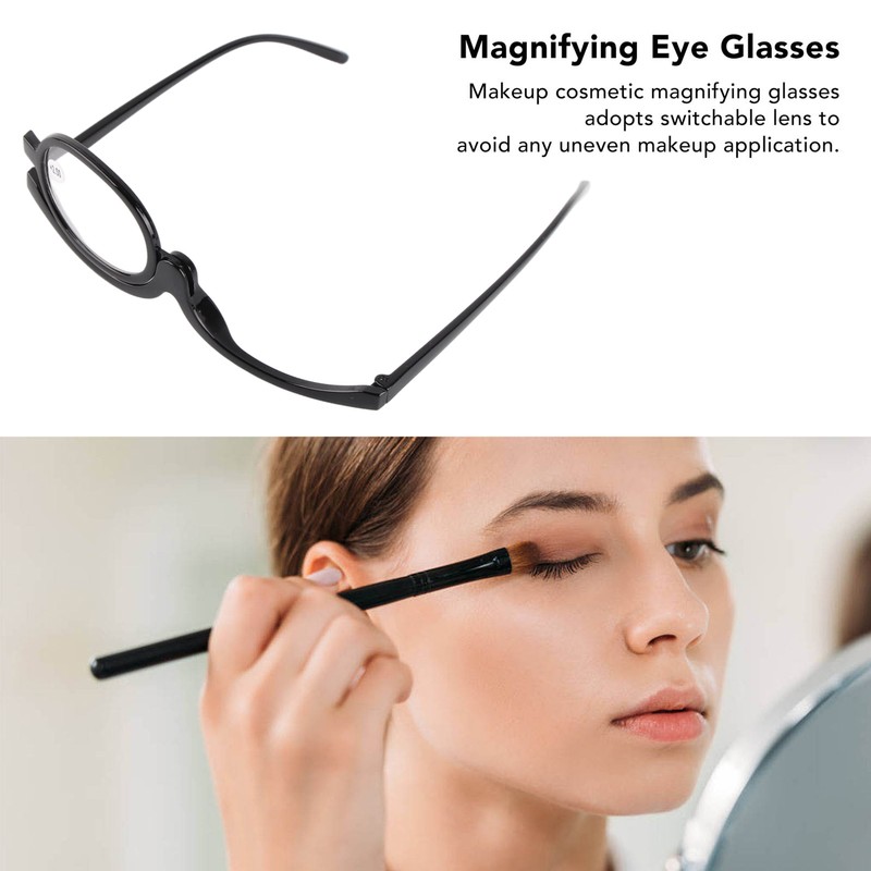 Magnifying Eye Makeup Glasses Women Stylish Flip Down Lens Cosmetic