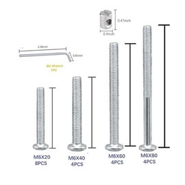 20 Set Crib Screws Baby Bed Crib Screws Hardware Replacement Kit-M6x20mm/40mm/60mm/80mm Bunk Bed Bolts Hex Socket Cap Screws Bolt with Barrel Nuts/Wrenches for Beds Furniture Headboards