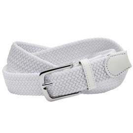 Falari Men Women Multicolored Elastic Stretch Braided Belt Canvas Fabric Woven No Holes Belt (1005 - White, X-Large)