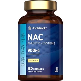 NAC N-Acetyl-Cysteine 900mg Supplement | 180 Vegan Capsules | Amino Acids High Strength | Free Form | by Horbaach