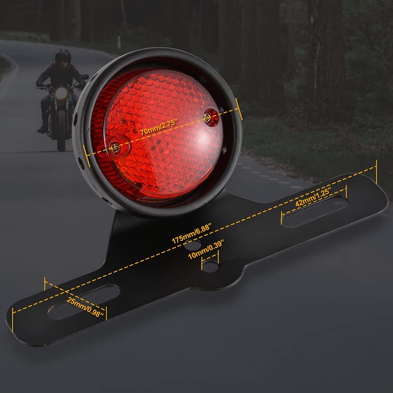 NATGIC Rear Brake Light LED Retro Red Stop Lamp License