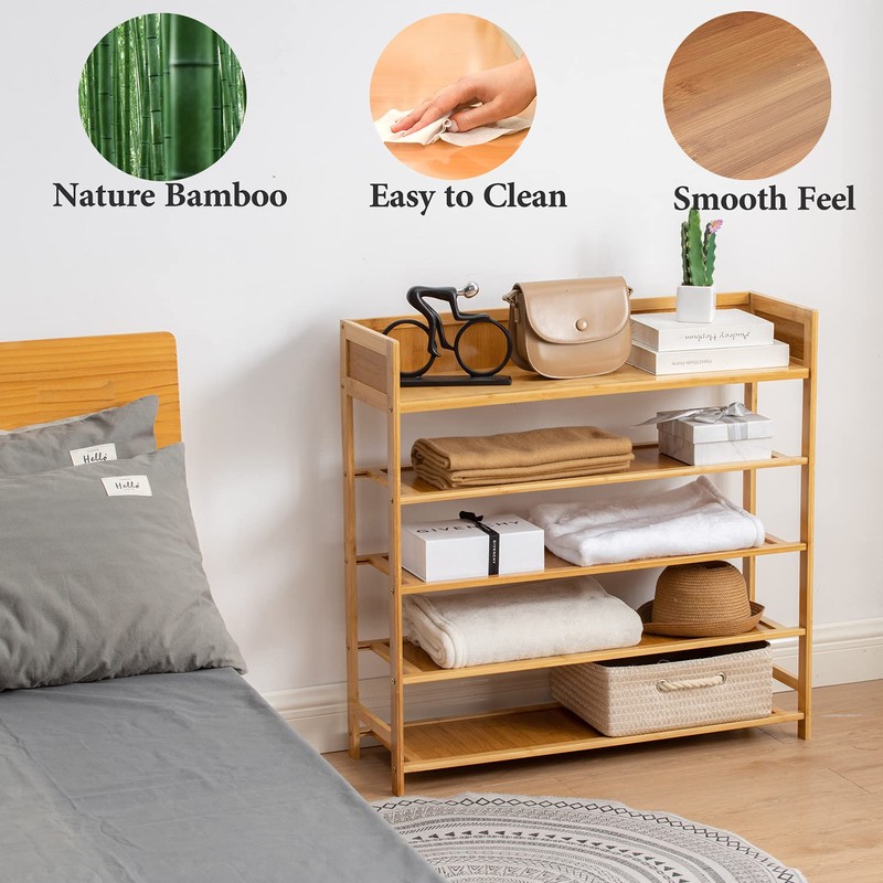 latifolia Bamboo Shoe Rack, 5-Tier Shoe Rack Organizer for Entryway
