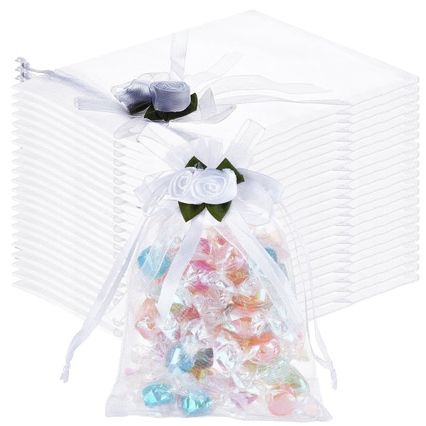 Beebeecart 40 Pieces Organza Wedding Favour Bags 4 x 6