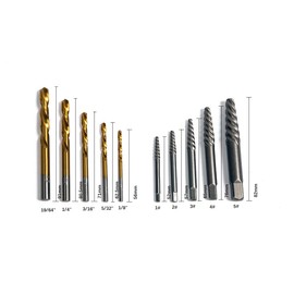 SQLMLZ 10Pcs Screw Extractor and Left Hand Drill Bits Set， Ez Out Remove Bolt Extractor Set，Reverse Cobalt HSS Steel Drill Bit for Removing Stripped Screws and Broken Bolts
