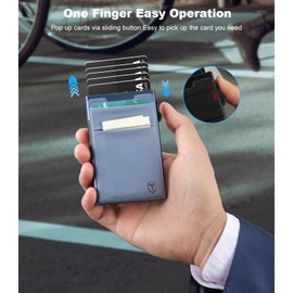 TOYFID Slim Wallet for Men - Pop Up Card Holder Wallet,Minimalist Business Wallet,Credit Card Wallet with Money Pocket,Metal Card Case Wallet,RFID Blocking,Can Hold 6 Credit Cards (Navy Blue)