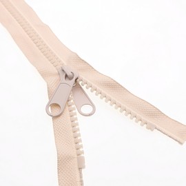 2PCS #10 Heavy Duty Zippers for Sewing Separating Plastic Zippers with Double Pull Tab Slider Beige Tape for Sleeping Bags, Boats, Canvas, Dog Beds, Covers, Tents (24 Inch, Beige) YIGUANXIN