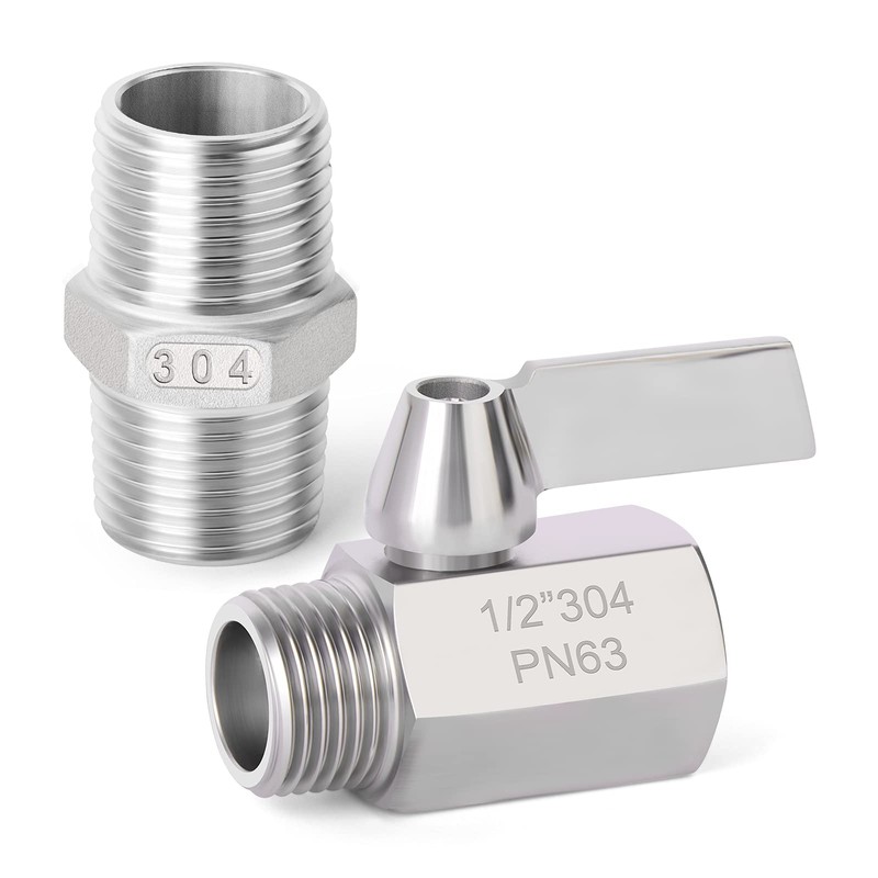 GASHER 4Pcs 304 Stainless Steel Ball Valve Set NPT Thread