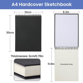 120 pages (60 sheets) sketchbook with spiral binding, sketchbook A4 sketchbook, with durable cardboard, ideal for studio, school or home, suitable for painting and drawing