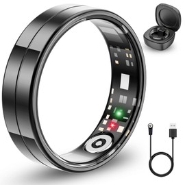 2025 Ultra Thin Smart Ring, Monitors 24/7 Heart Rate, SpO2, Sleep, Body Temperature, etc. Rings for Men and Women, No Subscription Costs, Android iOS (Black Size 12)