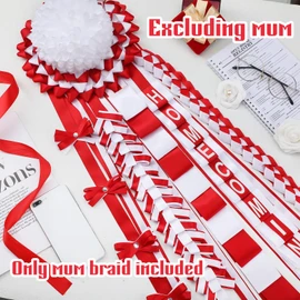 Yinkin 4 Pcs Homecoming Mum Braid 30 Inches Homecoming Mum Supplies Back to School Week Party Decorations Crafts for Back to School Classroom(White and Red)